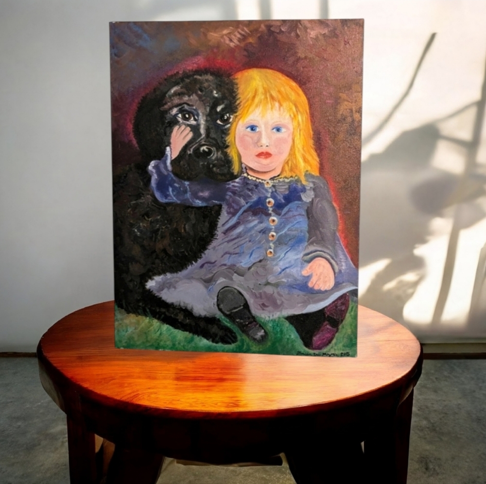 American Artist. Oil painting on canvas "Olivia and Charlie"